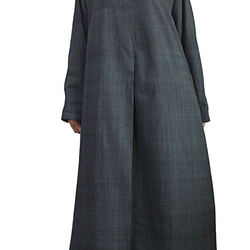 ジョムトン手織り綿ゆったりハイネックドレス 墨黒（DFS-059-01） 2枚目の画像