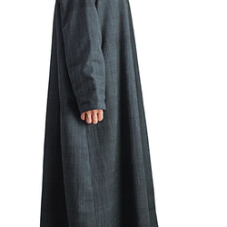 ジョムトン手織り綿ゆったりハイネックドレス 墨黒（DFS-059-01） 4枚目の画像