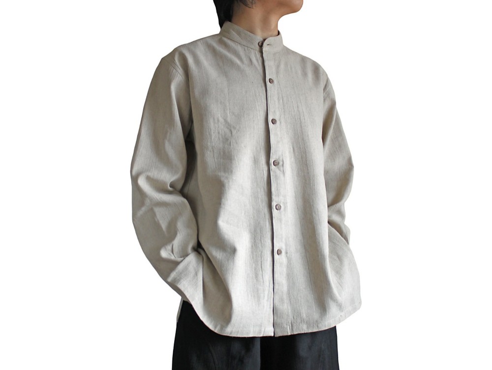 ヘンプのバンデッドカラーシャツジャケット（BFS-006）