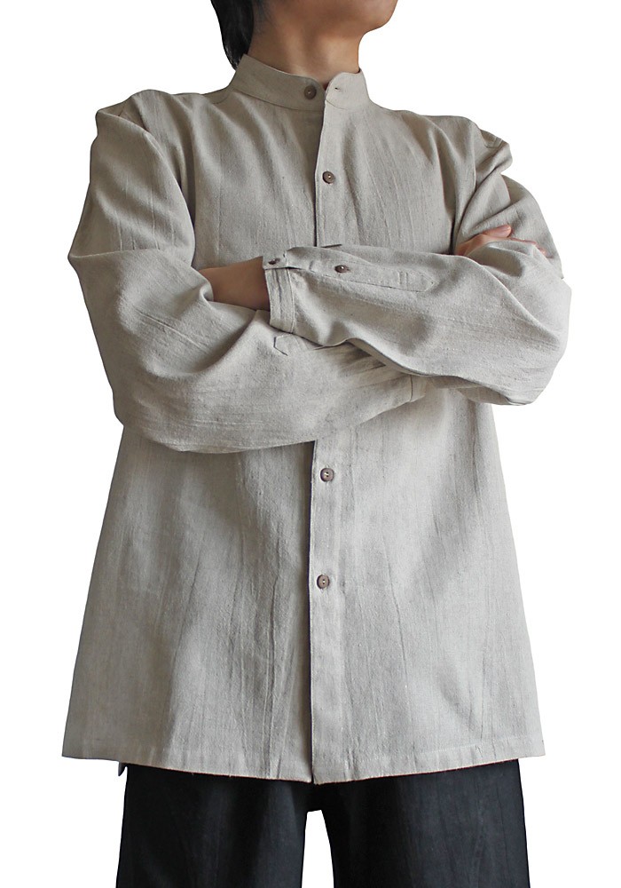 ヘンプのバンデッドカラーシャツジャケット（BFS-006）