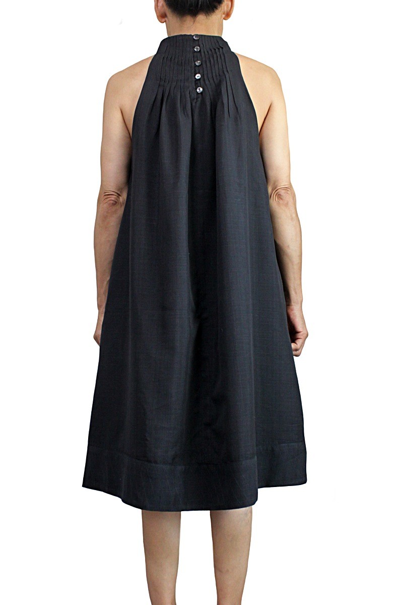 ビルマシルクのデザインノースリーブドレス（DNN-053-01）