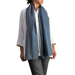 Jomtong手織棉天然靛藍染料披肩（TX-100-03） 第1張的照片