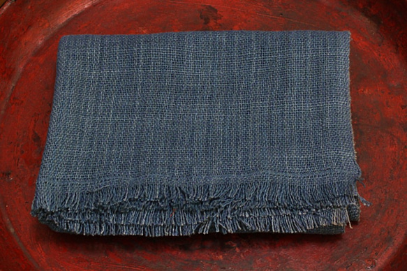 Jomtong手織棉天然靛藍染料披肩（TX-100-03） 第5張的照片
