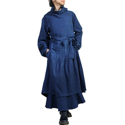 天然靛藍染色 Jomtong 手織棉質設計連衣裙 (DNN-102-03) 第1張的照片