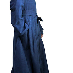 天然靛藍染色 Jomtong 手織棉質設計連衣裙 (DNN-102-03) 第3張的照片