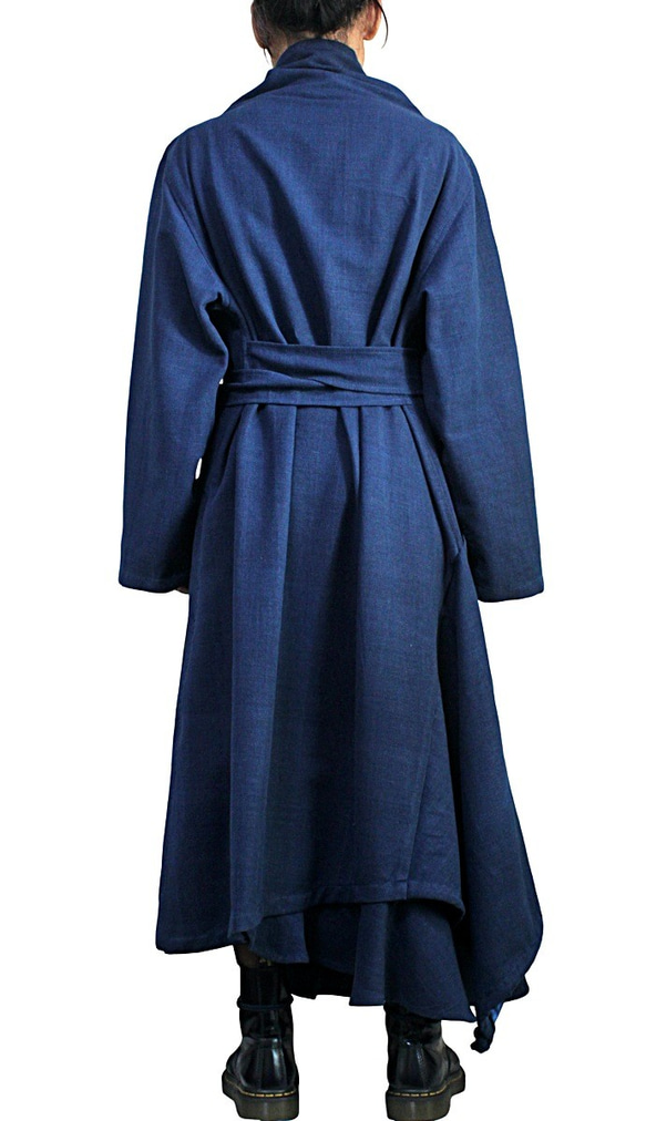 天然靛藍染色 Jomtong 手織棉質設計連衣裙 (DNN-102-03) 第5張的照片