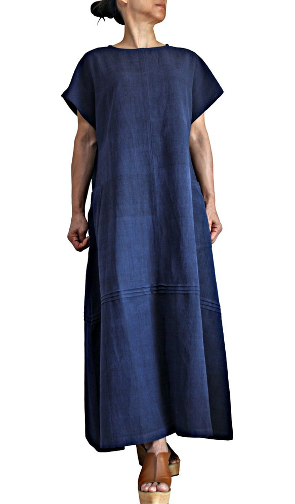 ジョムトン手織り綿寛ぎのドレス（DFS-063-03） 3枚目の画像