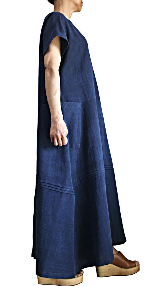 ジョムトン手織り綿寛ぎのドレス（DFS-063-03） 4枚目の画像