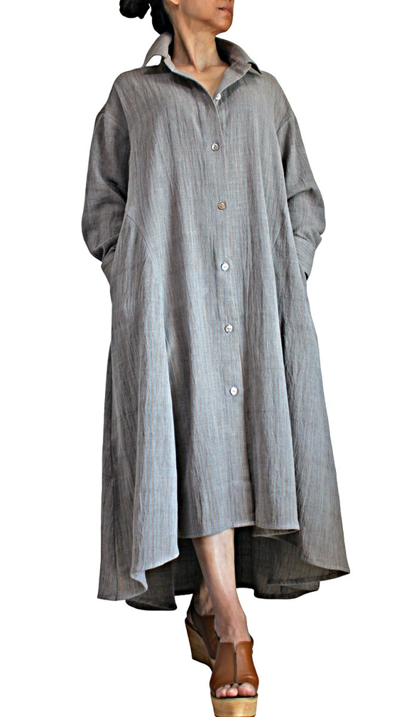 Jomtong 手工編織棉質天然植物染色簡約連衣裙 (DNN-104-03) 第4張的照片