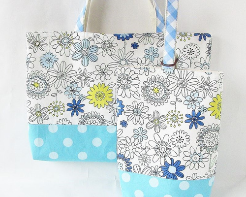 ハンドメイド オーダー レッスンバッグ トートバッグ 花柄 上履き入れ ハンドメイド オーダー レッスンバッグ トートバッグ 花柄 上履き入れ