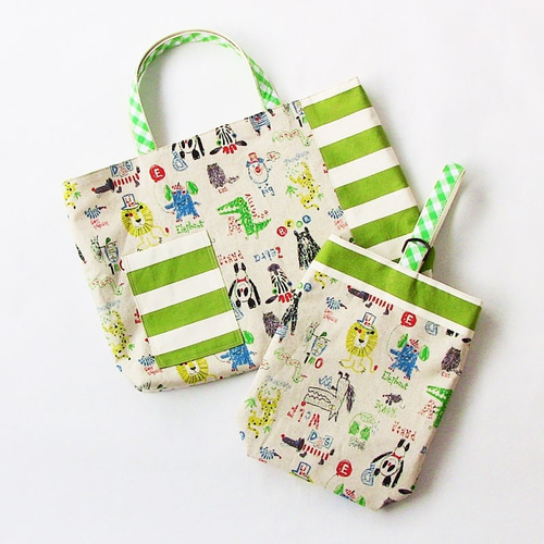 ハンドメイド オーダー 移動ポケット 保冷バッグ 巾着 レッスンバック