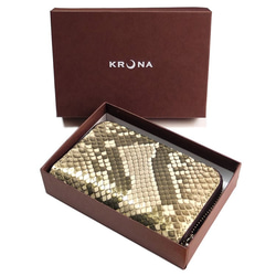クローナ カードケース ダイヤモンドパイソン KRONA-FB901-PYFC-PGD パールゴールド ヘビ革 3枚目の画像