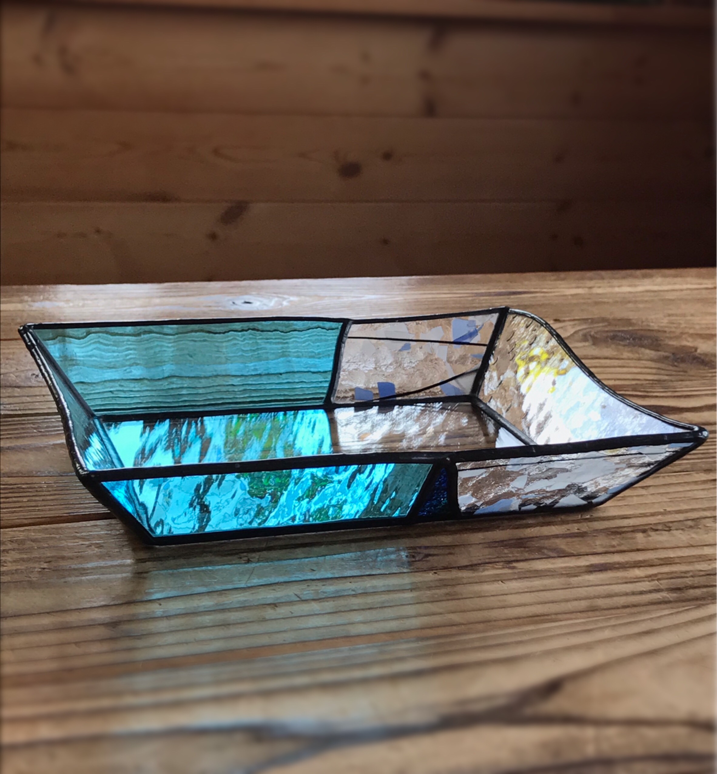 ガラスのお皿 ステンドグラス (ブルー) その他インテリア雑貨