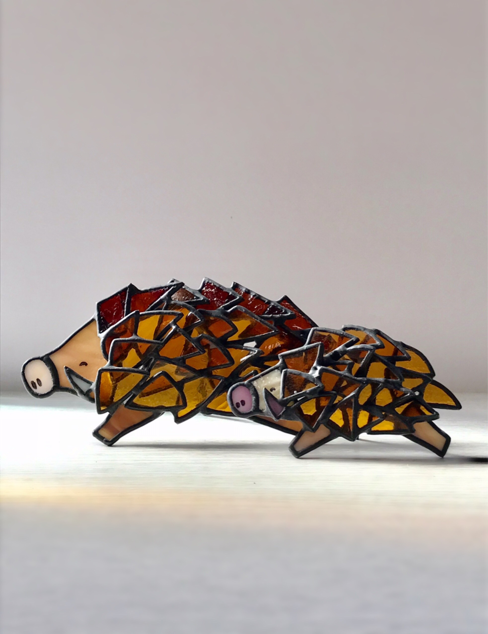 親子のイノシシ  ステンドグラス 9,768円