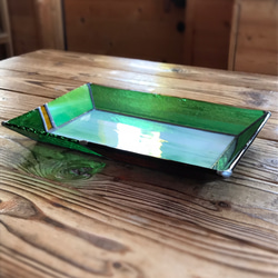 ガラスのお皿  ステンドグラス (グリーン) 3枚目の画像