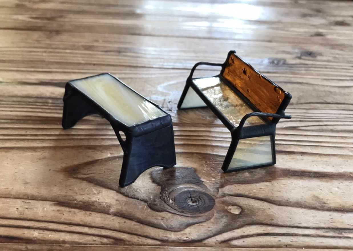 ガラスのベンチテーブルセット