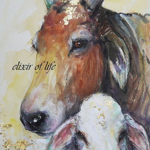 水彩画　牛と人物　風景 S 水彩画 牛と人物 風景 S 水牛」 by MIZUHO｜Artmeter｜暮らしを