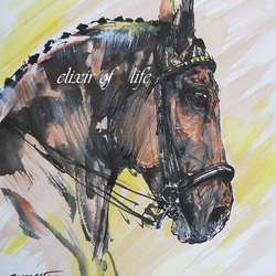 Dressage Horse（墨絵、A4、墨、水彩、水彩画用紙、21cm×２９，５ｃｍ） 1枚目の画像