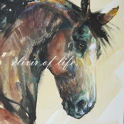 馬のポートレート２０２１、１（A4サイズ、墨絵、高級水彩画用紙、墨、水彩） 2枚目の画像