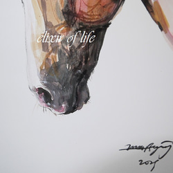 馬の横顔２０２１（A4サイズ、水彩画用紙、墨、水彩） 3枚目の画像
