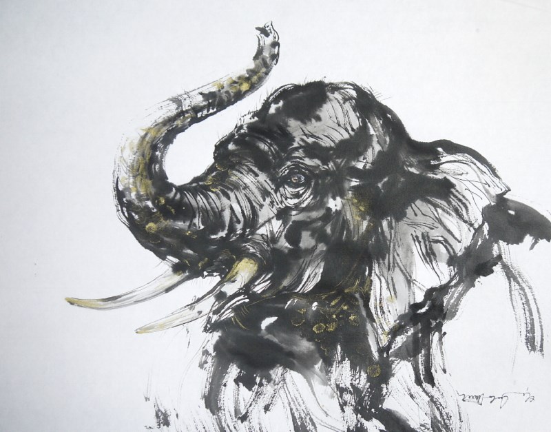 30cm 約40cm x 水墨画 シルク製