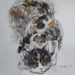 原画 墨絵 三毛猫 #44 0_b08ff9d20b934ccf2f57c5476866