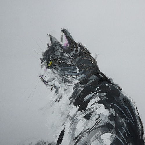 絵画 墨絵 原画 水墨画 モノクロ水彩画 自然風景 ちょうせ F4