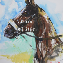 A racehorse,2 (水彩画用紙２９ｃｍ×２１ｃｍ、墨、アクリル、その他) 1枚目の画像