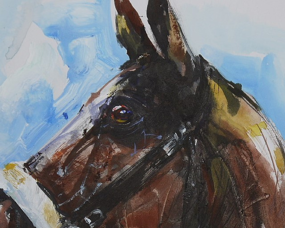 A racehorse,2 (水彩画用紙２９ｃｍ×２１ｃｍ、墨、アクリル、その他) 2枚目の画像
