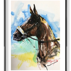 A racehorse,2 (水彩画用紙２９ｃｍ×２１ｃｍ、墨、アクリル、その他) 3枚目の画像