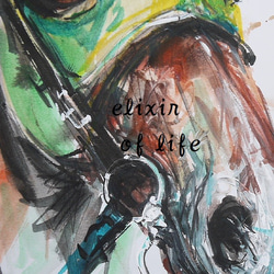 競走馬のポートレート、２（墨絵、アクリル、その他、水彩画用紙２１ｃｍ×３０ｃｍ） 2枚目の画像