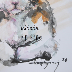 瞑想する猫、３（墨絵、水彩画用紙２１ｃｍ×３０ｃｍ） 2枚目の画像