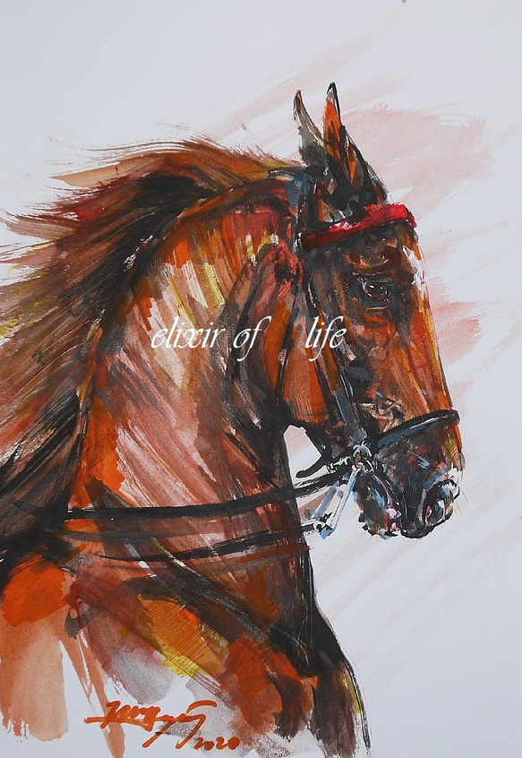 American Saddlebred、１(墨絵、水彩、水彩画用紙２１ｃｍ×３０ｃｍ) 1枚目の画像