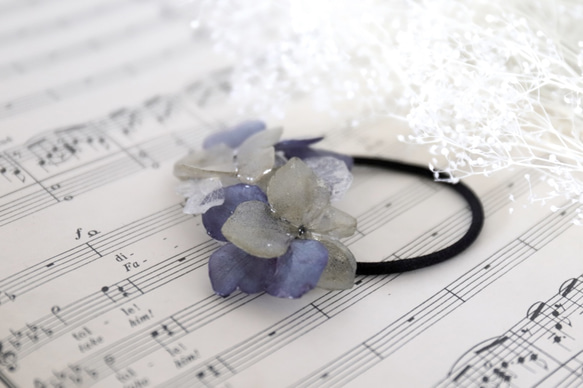 雨與繡球花（髮帶）-破曉藍-#750 第3張的照片