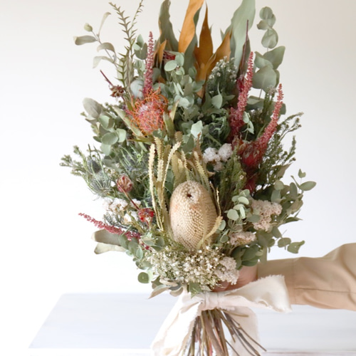 前撮り・ウェディングフォト☆バンクシアとピンクッションのドライ