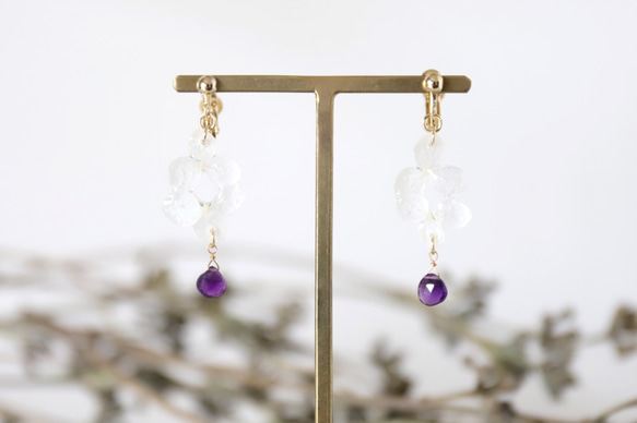 花與石二月生日石：紫水晶（耳環）#839 第5張的照片