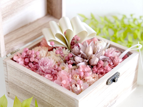【9/11まで送料無料】flower garden in a wood box -pink- #158 2枚目の画像