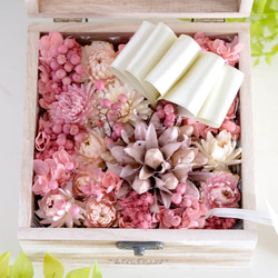 【9/11まで送料無料】flower garden in a wood box -pink- #158 3枚目の画像