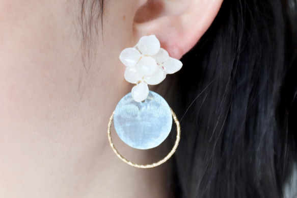 繡球藍貝殼（耳環）#477 第1張的照片
