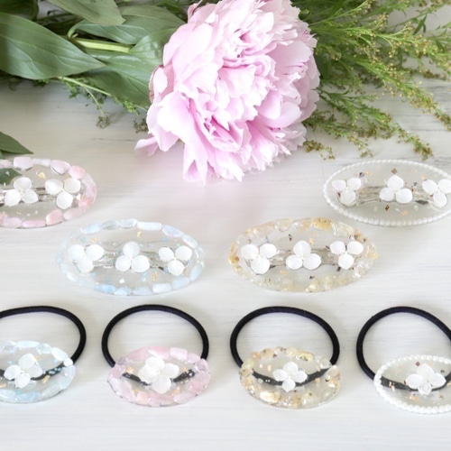 【一点物】大きめ アイオライトの 雫 ヘアゴム③✩*˚ 一点物】大きめ アイオライトの 雫 ヘアゴム③✩*˚