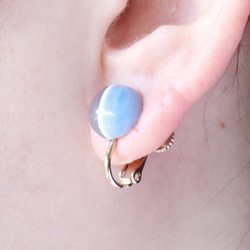 條紋藍蛋白石（耳環）#696 第3張的照片