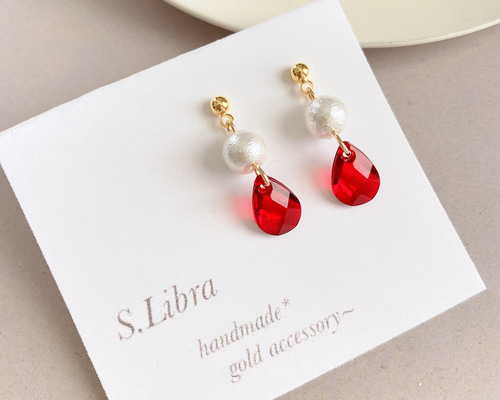 ⭐️一点物❣️秋ピアス　ハンドメイド　ピアス　アンティーク　コットンパール　秋色 1_f1ecd8961d03db3c04773e00c8ac