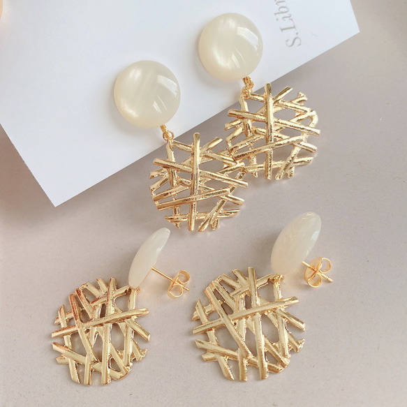 ピアス・cream ivory*ゴールドモチーフ ピアス 4枚目の画像