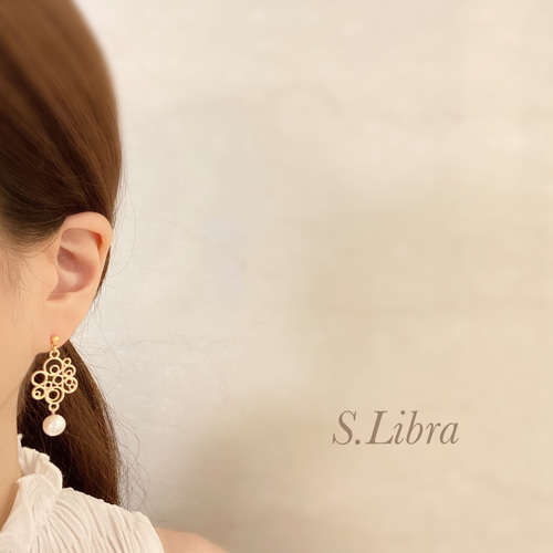 ピアス・S.Circle﻿ pearl *サークルモチーフコットンパール小 ピアス