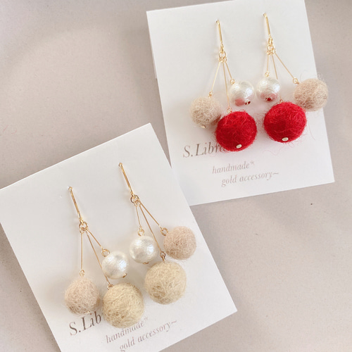 ピアス・フェルトボールポンポンピアス ピアス（フック・チェーン） S  