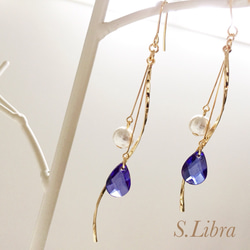 ピアス・Blue*Mermaid line〜マーメイドライン ブルーピアス 3枚目の画像