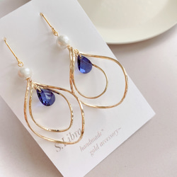 ピアス・blue ~new twistring in drop*ブルーツイストリングピアス 2枚目の画像