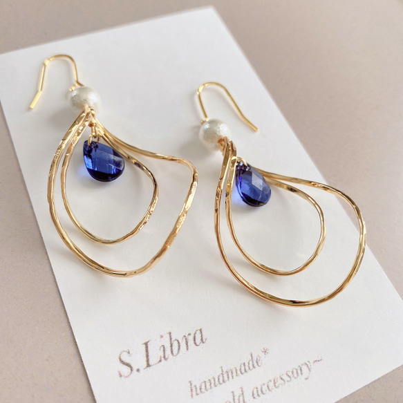 ピアス・blue ~new twistring in drop*ブルーツイストリングピアス 3枚目の画像