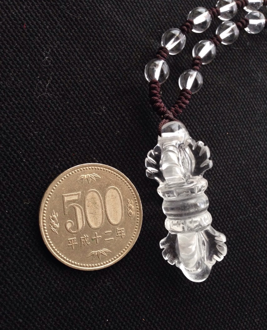 天然石　水晶彫刻　金剛杵　五独鈷　V　6328 天然石 水晶彫刻 金剛杵 五独鈷 V 6328