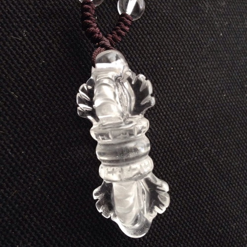 密教法具 水晶製「ヴァジュラ（金剛杵）五独鈷」トップの網